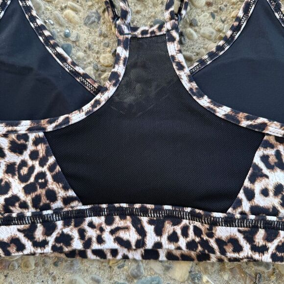 ZYIA Active Sports Bra Womens XS Tan Brown Brilliant Mesh Leopard Cheetah Print - Picture 7 of 12